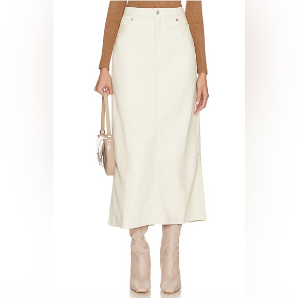 Free People Faux Leather Maxi Skirt in Nilla Cream - Picture 1 of 4